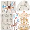 FCKEMLDS Set di 3 stampi in silicone a forma di cavallo a giostra, per cioccolatini, gelati, ciambelle, decorazioni per torte di compleanno per bambini, topper per cupcake, pasta di gomma, pasta
