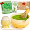 Goodwei Set Matcha Latte - Set da Tè Matcha Giapponese con Ciotola, Frullino in Bambù, Supporto, Cucchiaino e Matcha Biologico - Set da Cerimonia del Tè e Matcha Latte (Fuji Yellow)
