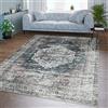 TT Home Tappeto Tessuto Liscio Ornamenti Vintage Marocco Lavabile, Colore:Grigio, Dimensione:80x150 cm