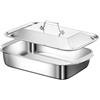 VRTYVEYBB Padella per lasagne in acciaio inossidabile di grado commerciale con coperchio, 45,7 x 27,7 cm, profonda, con manici, spessore 2 mm, vassoio sicuro per casseruole/arrosti (profondità 41)