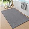 DEXI Tappeto Bagno in Ciniglia 50 x 80 cm, Tappetino Antiscivolo e Assorbenteo, Tappeti Lavabile e Morbido per la Lavandino, Ingresso del Doccia, Grigio