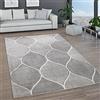 Paco Home Tappeto Salotto Pelo Corto Motivo Marocchino Cerchi E Bordature Moderno, Dimensione:80x150 cm, Colore:Grigio 10