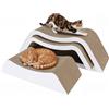 Gimars Tiragraffi per Gatti in Cartone Ondulato, Cuccia Letto Pieghevole 3-in-1, Grattatoio Salva Divano con Design a Onda ed Effetto Legno, Tappetino di Gioco Moderno per Case con Più Gatti (Bianco)