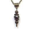 ThurColas Collana vintage da donna color bronzo antico con pendente in pietra naturale e catena rétro (Nero)