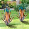 Generic Tequila Rustic Sculpture, 2 Pack DIY Rustic Hand Painted Metal Agave Plant Home Decor, Yard Sculpture Statue, Garden Ornaments Outdoor Decor (Large)