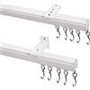 ChadMade Ceiling Track Kit with Hooks, Wall Mount Curtain Track, x-Large Size for Space 12ft - 18ft Wide, Single Window Rods Work with Grommet and Pinch Pleated Curtain