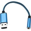 System-S Cavo audio USB 20 cm 3,5 mm jack femmina a 2.0 tipo A maschio AUX adattatore intrecciato blu