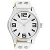 Oozoo Orologio da polso Basic Line con borchie, cinturino in pelle, diametro 47 mm, in diverse varianti di colore, C1050 - Bianco / Bianco
