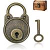 Nevoluxer Lucchetto Vintage con Chiave | 4,8x3x1 cm Bronzo | Per Diari, Scatole Regalo & Gioielli | Mini Serratura 1,5cm Archetto | Chiusura Rustica