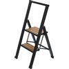 Wenko Scala pieghevole a due scalini, nera - Scaletta per uso domestico antiscivolo, scala doppia di sicurezza, Alluminio verniciato, 44 x 101 x 5.5 cm, Nero