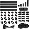 Relota 156 pezzi Kit Organizzatore Cavi, 5 Autoadesivo Clip Cavo 4 Manicotti per Cavi 35 Fermacavi 100 Fascette Stringicavo 2 rotoli Cinghie Autoadesive 10 Fascette Cable Management Kit