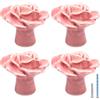 Cionyce 4 Maniglie Eleganti a Forma di Rosa per Armadio, Maniglie per Armadio in Ceramica con Fiori Rosa e Viti, Maniglie per Cassetti Floreali per Comò, Armadio, Guardaroba, Bagni, Camerette per