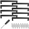 PENCHUAN 8 pezzi maniglie per mobili, argento in acciaio inox, pomelli per porte con interasse, maniglie quadrate per armadi con viti e strumenti di installazione, per cassetti (nero, 128 mm)