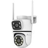 NIVIAN Telecamera di sicurezza esterna NVIIAN Dual 3MP SuperHD 2K WiFi con doppia lente - Nessun punto cieco, tracciamento automatico AI, audio bidirezionale, IP65, controllo tramite app Tuya (Bianco)