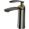 FQYEP Rubinetto Per Lavabo Bagno Grigio Canna Di Fucile Rubinetto Bagno Caldo E Freddo Miscelatore Lavabo Bagno Monocomando Caldo E Freddo Monoforo Tutto Rame,grigio Canna Di Fucile A