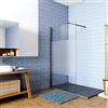 GENERIC Doccia Walk In 80x200cm Parete Fissa in Vetro Temperato Anti-frantumi Anticalcare da 8 mm Striscia Opaca Centrale Barra Stabilizzatrice 70-120 cm Nero Opaco