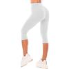 SINOPHANT 3/4 Leggins Capri Vita Alta Donna, Estivi Leggings Donna Fitness Corti Pantaloncini Yoga Coprenti Pinocchietto Opaco Elastici Morbido per Sportivi o Casual,XXL,Bianco