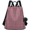 Nexawaveo Zaino antifurto da donna, alla moda, da viaggio, borsa a tracolla, Motivo classico a quadretti rosso