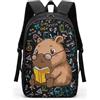 COEQINE Zaino per bambini e bambine, con spallacci regolabili, per computer portatile, per bambini, adulti, viaggi, scuola, biblioteca, arrampicata all'aperto, Capybara - Libro di lettura matematica