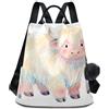 Nexawaveo Zaino antifurto da donna, alla moda, da viaggio, borsa a tracolla, Pastello Acquerello Highland Mucca
