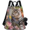 Nexawaveo Zaino antifurto da donna, alla moda, da viaggio, borsa a tracolla, Ritratto Gattino Floreale Pastello