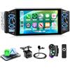 Rimoody Autoradio 1 Din con Wireless Carplay Android Auto Bluetooth 5.2 FM/AM/RDS, 5 Pollici Touchscreen Radio con iOS/Android Mirror Link USB/AUX/EQ/Tipo C Comandi al Volante Telecamera Posteriore