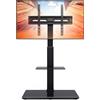 PERLEGEAR supporto TV da pavimento per TV da 30-70 pollici fino a 50 kg con inclinazione, 4 altezze di colonna, supporto TV con ripiano e base in vetro temperato, Max VESA 600x400mm, PGFS15