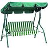 Totò Piccinni Dondolo 3 Posti SORRENTO per Giardino e Portico, Struttura in Acciaio Verniciato Resistente, Tettuccio Parasole Regolabile (Verde/Bianco)