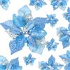 WILLBOND 36 fiori di Natale glitterati a forma di stella di Natale, fiori finti, decorazioni per matrimoni, albero di Natale, Capodanno, ornamenti (blu)