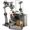 Steelman24 I Omini di Viti Parrucchiere con Specchio con Portabiglietti da Visita I Idee Regalo Originale I Soprammobili in Metallo I Modellino