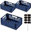CNKHDZ 3 pezzi contenitori pieghevoli c stabili cestini pieghevoli cestini pieghevoli contenitori contenitori contenitori per la cucina (Blu, 2 pack 30×20×12 cm+1 pack 42×28×16 cm)