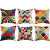 TIDWIACE® Colore Federe Cuscini in Cotone e Lino Modello Geometrico,Federa per Divano Camera da Letto Casa All'aperto Terrazza Decorazione per Interni Auto 45x45cm, Set di 6 Pezzi