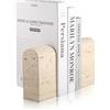 Koville Fermalibri in travertino italiano per scaffali, fermalibri decorativi, 3,2 kg, in marmo, per libreria, appartamento, decorazione per libri normali, CD/videogiochi (Travertino Romano)