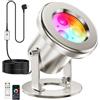 OSREE Luci per Laghetto Acciaio Inossidabile SS316, 6W Faretti per Laghetto con Cavo 9,5M e 12V Trasformatore, RGB Luci Laghetto Immersione per Laghetti da Giardino, Ruscelli, Stagni Koi, Cascate
