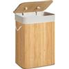 21Bamboo Elegante cesto portabiancheria in bambù, 72 l, con coperchio, stabile e pieghevole, per bagno, camera da letto o cameretta dei bambini, effetto naturale (1600, naturale)