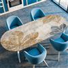 Odot Tovaglia Ovale con Bordo Elastico Outdoor Antimacchia Tovaglia da Tavola Antiscivolo Copritavolo Tovaglie Stampa per Protezione Tavolo Casa Ristorante, Stampa Moderno (91x152cm,Foglia)