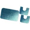 emmevi Tappeto Bagno Set 3 Pezzi Parure Morbido Girowater Assorbente Shaggy Retro Antiscivolo Blu
