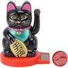 Cyrank Gatto Fortunato Che Agita Il Braccio, Gatto Che Agita Ad Energia Solare Maneki Neko Giapponese Gatto della Fortuna Solare con La Mano Che Agita La Zampa in su Per Il Feng Shui Benvenuto(Nero)