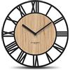 Cander Berlin MNU 2740 R XXL - Orologio da parete in legno di quercia, 40 cm, silenzioso, moderno, senza ticchettio, cucina, soggiorno, analogico, vintage