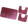 emmevi Tappeto Bagno Set 3 Pezzi Parure Morbido Girowater Assorbente Shaggy Retro Antiscivolo Porpora