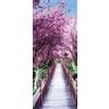 A.Monamour Adesivo Porta Autoadesiva Ponte In Legno Di Ciliegio Giapponese Sakura Vinile PVC Adesivi per Porte Interne 3D Pellicola Adesiva Poster Sticker Murale Parete Carta da Parati