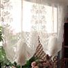 A.Monamour Tenda Corta Piccola in Voile Ricamato Bianco Trasparente - a Rullo e Pannello per Cucina, Bistrot, Caffè - Mezza Tenda a Vetro con Pizzo Floreale, 2 Pezzi