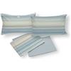 SpazioTessile Completo Letto Lenzuola o Federe Fantasia Rigata Scia 100% Cotone (Azzurro, Matrimoniale 160x200)