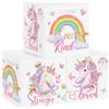 Clastyle Set di 3 Cubi Portaoggetti Ripiegabili Unicorno Kallax Contenitori Arcobaleno per Scaffale Scatole Portaoggetti Genitore per Libro Giochi, Diamante, 30x30x30 cm