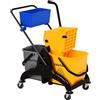 HOMCOM - Carrello per le pulizie, professionale, strizzatore laterale, secchio da 26 litri + cestino portaoggetti, 78 x 45 x 95 cm, colore giallo