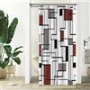Xiaoterna Tenda da doccia geometrica Tenda da bagno astratta rossa e nera Tenda da bagno moderna semplice quadrata geometrica impermeabile e lavabile in lavatrice per il bagno 90x180cm