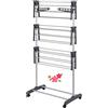 LANTUS Stendino Verticale in Acciaio Inox, Stendibiancheria Pieghevole con 3 Ripiani Regolabili e 4 Ruote, 72*56*152 cm (grigio)