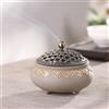 TAIHE Bruciatore di incenso in ceramica, vintage, porta incenso rotondo, in porcellana cinese, con coperchio in metallo e tappetino ignifugo, per decorazione della casa, regalo