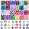 SOFPLATE 1 scatola 600 pezzi 24 colori Perline Acriliche Crackle 8mm Perline di Vetro Crackle di Cristlega Multicolore Bubblegum Lampwork Perline Rotonde di Plastica Alla Rinfusa per La Creazione di G