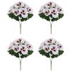 KHIronHive Fiori artificiali del pensiero 35 cm, composizioni floreali multicolore decorative con steli flessibili per casa, giardino, feste, matrimoni, interni ed esterni, set da 4 pezzi (bianco)